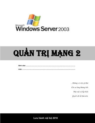 Bài giảng Quản trị mạng windows - Đào Quốc Phương