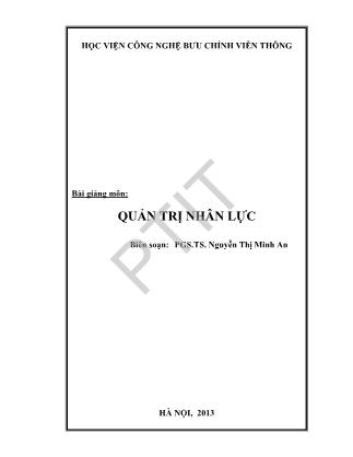 Bài giảng Quản trị nhân lực - Phần 1 - Nguyễn Thị Minh An