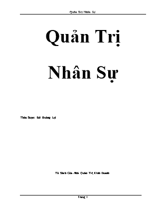 Bài giảng Quản trị nhân sự - Bùi Hoàng Lợi