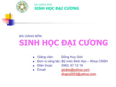 Bài giảng Sinh học đại cương - Chương 4: Tính cảm ứng và thích nghi của sinh vật - Đồng Huy Giới