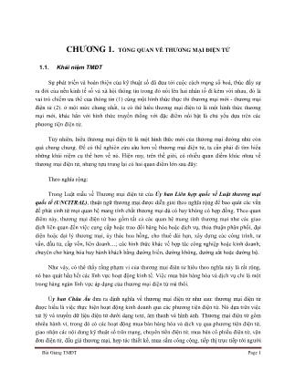 Bài giảng Thương mại điện tử - Chương 1: Tổng quan về thương mại điện tử (Chuẩn kiến thức)