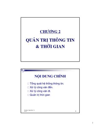 Bài giảng Thương mại điện tử - Chương 2: Quản trị thông tin và thời gian