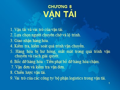 Bài giảng Thương mại điện tử - Chương 8: Vận tải - Phạm Đình Sắc