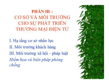 Bài giảng Thương mại điện tử - Phần 3: Cơ sở và môi trường cho sự phát triển thương mại điện tử