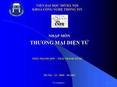 Bài giảng Thương mại điện tử - Thái Thanh Sơn