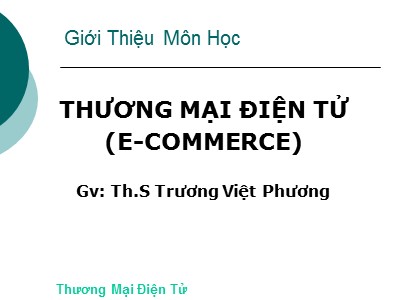 Bài giảng Thương mại điện tử - Trương Việt Phương