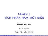 Bài giảng Tích phân hàm một biến (Chuẩn kiến thức)