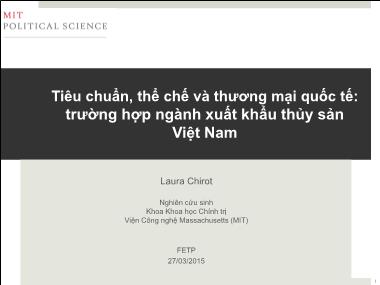 Bài giảng Tiêu chuẩn, thể chế và thương mại quốc tế: trường hợp ngành xuất khẩu thủy sản Việt Nam