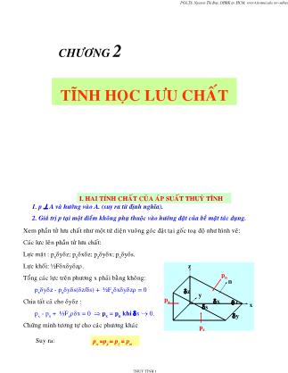 Bài giảng Tĩnh học lưu chất - Nguyễn Thị Bảy