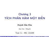 Bài giảng Toán cao cấp - Chương 3: Tích phân hàm một biến - Huỳnh Văn Kha