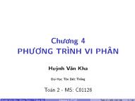 Bài giảng Toán cao cấp - Chương 4: Phương trình vi phân - Huỳnh Văn Kha