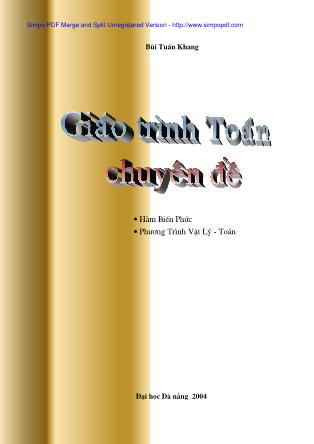 Bài giảng Toán Chuyên đề - Bùi Tuấn Khang