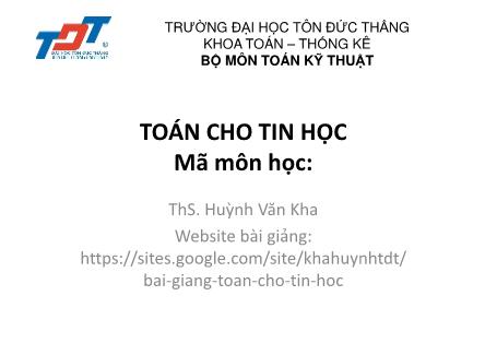 Bài giảng Toán kĩ thuật - Huỳnh Văn Kha