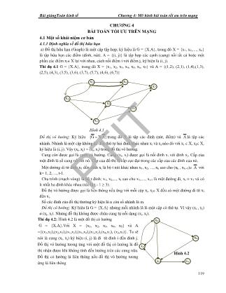 Bài giảng Toán kinh tế - Chương 4: Mô hình bài toán tối ưu trên mạng