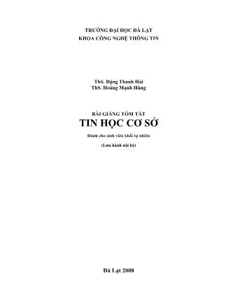 Bài giảng tóm tắt tin học cơ sở - Đặng Thanh Hải