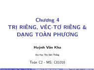 Bài giảng Trị riêng, Véc-Tơ riêng và dạng toàn phương