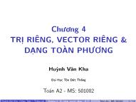 Bài giảng Trị riêng, Vector riêng và dạng toàn phương