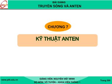 Bài giảng truyền sóng và anten - Chương 7: Kĩ thuật anten