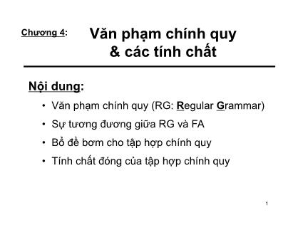 Bài giảng Văn phạm chính quy và các tính chất