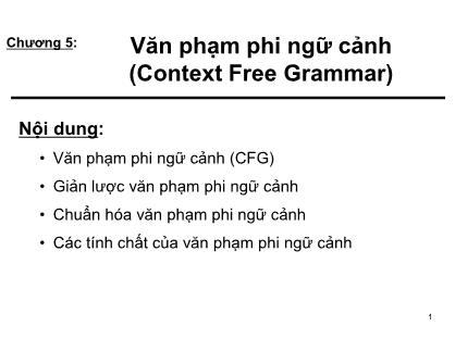 Bài giảng Văn phạm phi ngữ cảnh