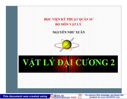 Bài giảng Vật lí đại cương 2 - Chương 2: Nguyên lý I - Nhiệt động lực học - Nguyễn Như Xuân