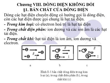 Bài giảng Vật lí đại cương - Chương VIII: Dòng điện không đổi