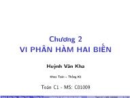 Bài giảng Vi phân hàm hai biến - Huỳnh Văn Kha