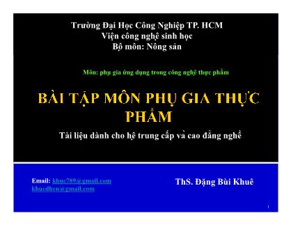 Bài tập môn phụ gia thực phẩm