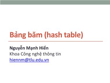 Bảng băm (hash table) - Nguyễn Mạnh Hiển