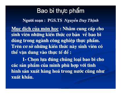 Bao bì thực phẩm - Nguyễn Duy Thịnh