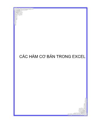 Các hàm cơ bản trong excel