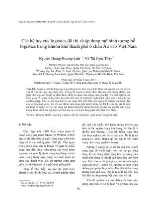 Các hệ lụy của logistics đô thị và áp dụng mô hình tương hỗ logistics trong khuôn khổ thành phố ở châu Âu vào Việt Nam