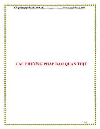 Các phương pháp bảo quản thịt - Nguyễn Thị Hiền