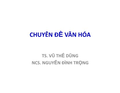 Chuyên đề văn hóa Marketing - Vũ Thế Dũng