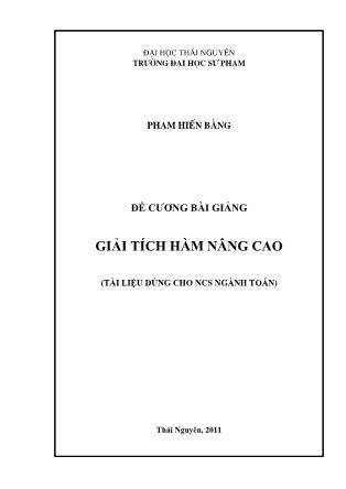 Đề cương bài giảng giải tích hàm nâng cao