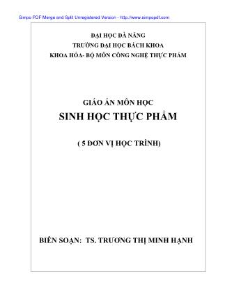 Giáo án môn học Sinh học Thực phẩm - Trương Thị Minh Hạnh