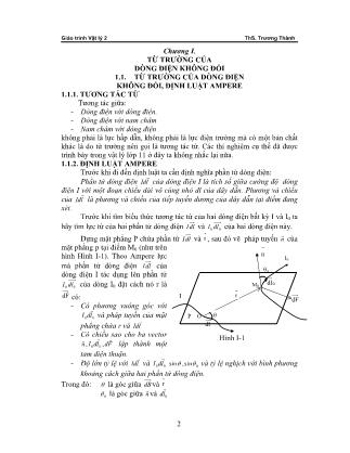 Giáo án Vật Lí 1 - Chương 1: Từ trường của dòng điện không đổi - Trương Thành