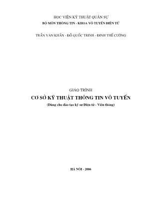 Giáo trình cơ sở kĩ thuật thông tin vô tuyến