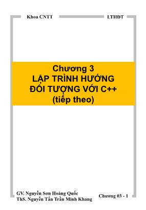 Giáo trình Hệ điều hành - Chương 3: Lập trình hướng đối tượng với C++(Tiếp theo) - Nguyễn Sơn Hoàng Quốc