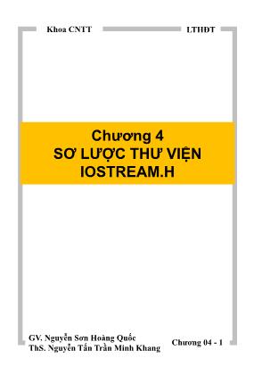 Giáo trình Hệ điều hành - Chương 4: Sơ lược thư viện IOSTREAM.H - Nguyễn Sơn Hoàng Quốc