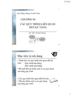 Giáo trình Hệ thống thông tin kế toán 2 - Chương 4: Các quy trình liên quan đến kế toán - Vũ Quốc Thông