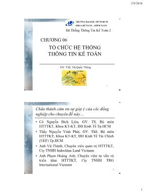 Giáo trình Hệ thống thông tin kế toán 2 - Chương 5: Tổ chức hệ thống thông tin kế toán - Vũ Quốc Thông