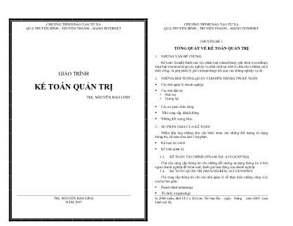 Giáo trình kế toán quản trị - Nguyễn Bảo Linh