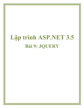 Giáo trình Lập trình ASP.NET 3.5 - Bài 9: JQUERY