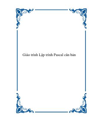 Giáo trình Lập trình Pascal căn bản