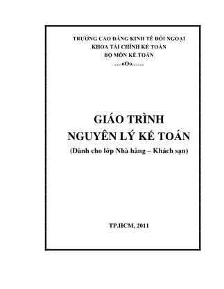 Giáo trình nguyên lí kế toán - Chương 1: Đối tượng, phương pháp và nguyên tắc kế toán