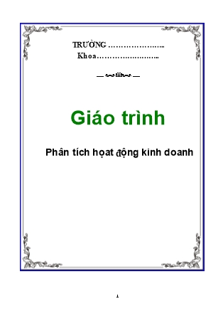 Giáo trình Phân tích họat động kinh doanh (Chuẩn kiến thức)