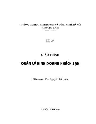 Giáo trình Quản lí kinh doanh khách sạn - Nguyễn Bá Lâm