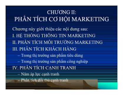 Giáo trình Quản trị Marketing - Chương 2: Phân tích cơ hội Marketing