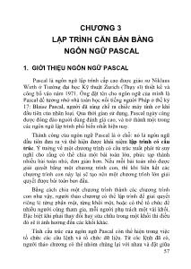 Giáo trình tin học đại cương - Chương 3: Lập trình căn bản bằng ngôn ngữ Pascal